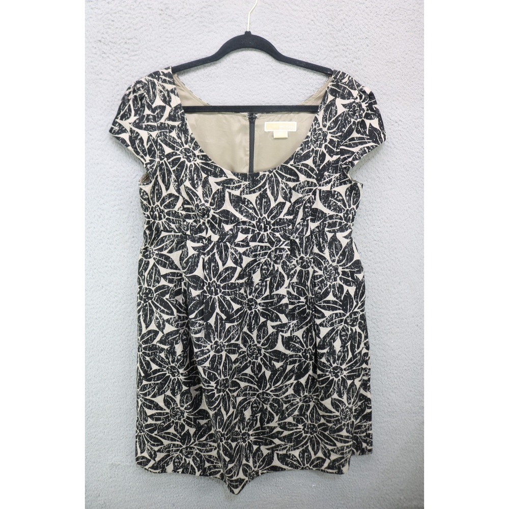 Michael Kors 100% Linen Cap Sleeve Floral Babydoll Dress-10-Whimsigoth-Preppy